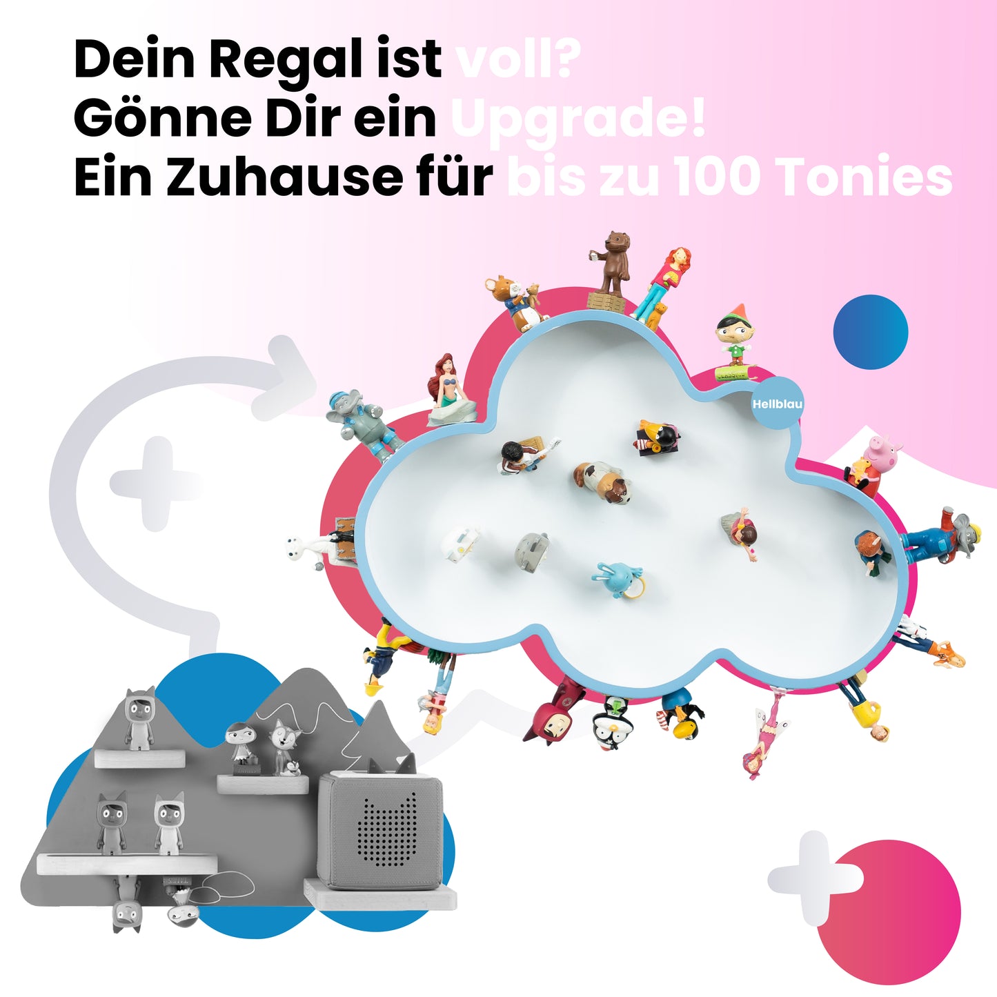Tonieregal Wolke I Farbe: Hellblau/Weiß I Zuhause für bis zu 100 Tonies