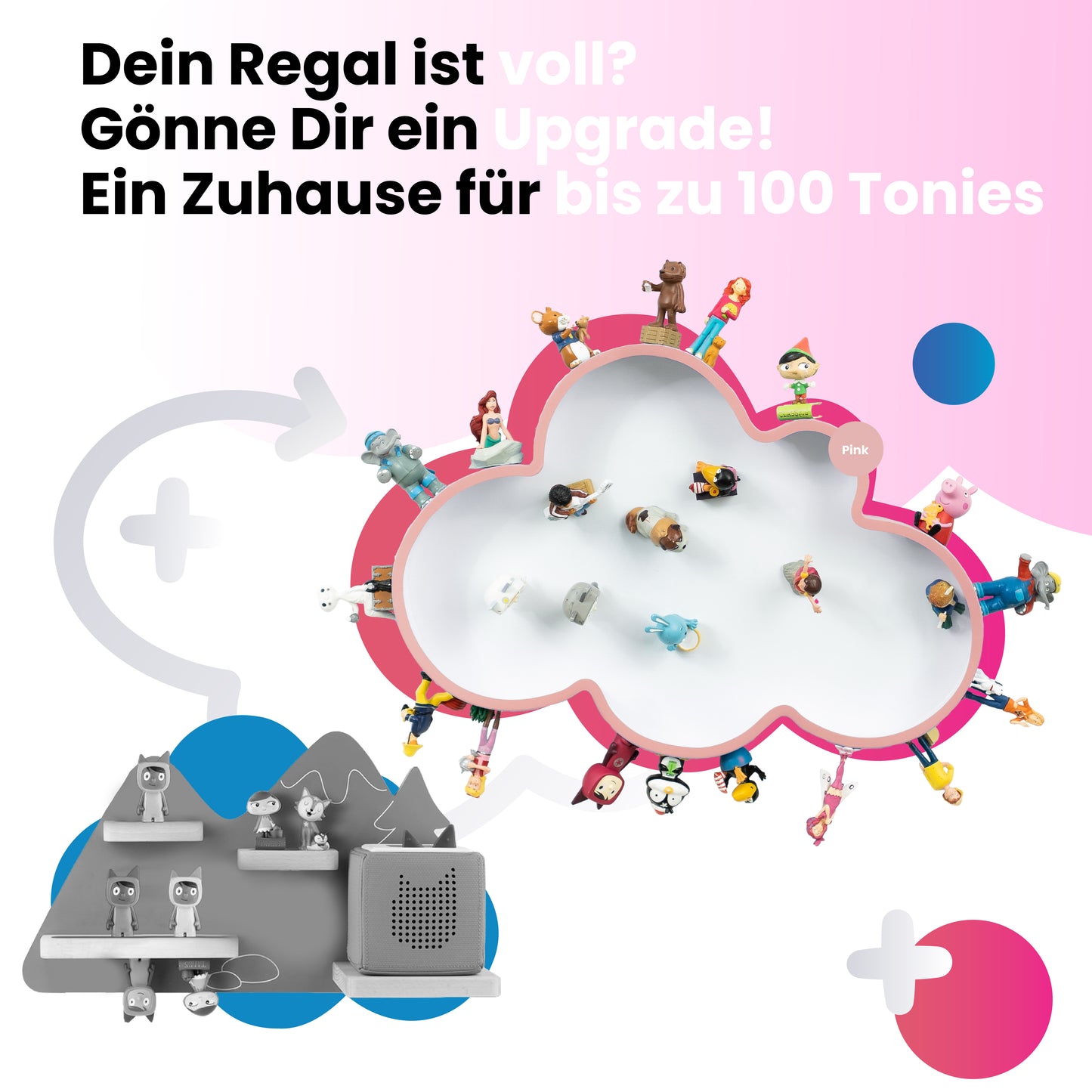 Tonieregal Wolke I Farbe: Pink/Weiß I Zuhause für bis zu 100 Tonies