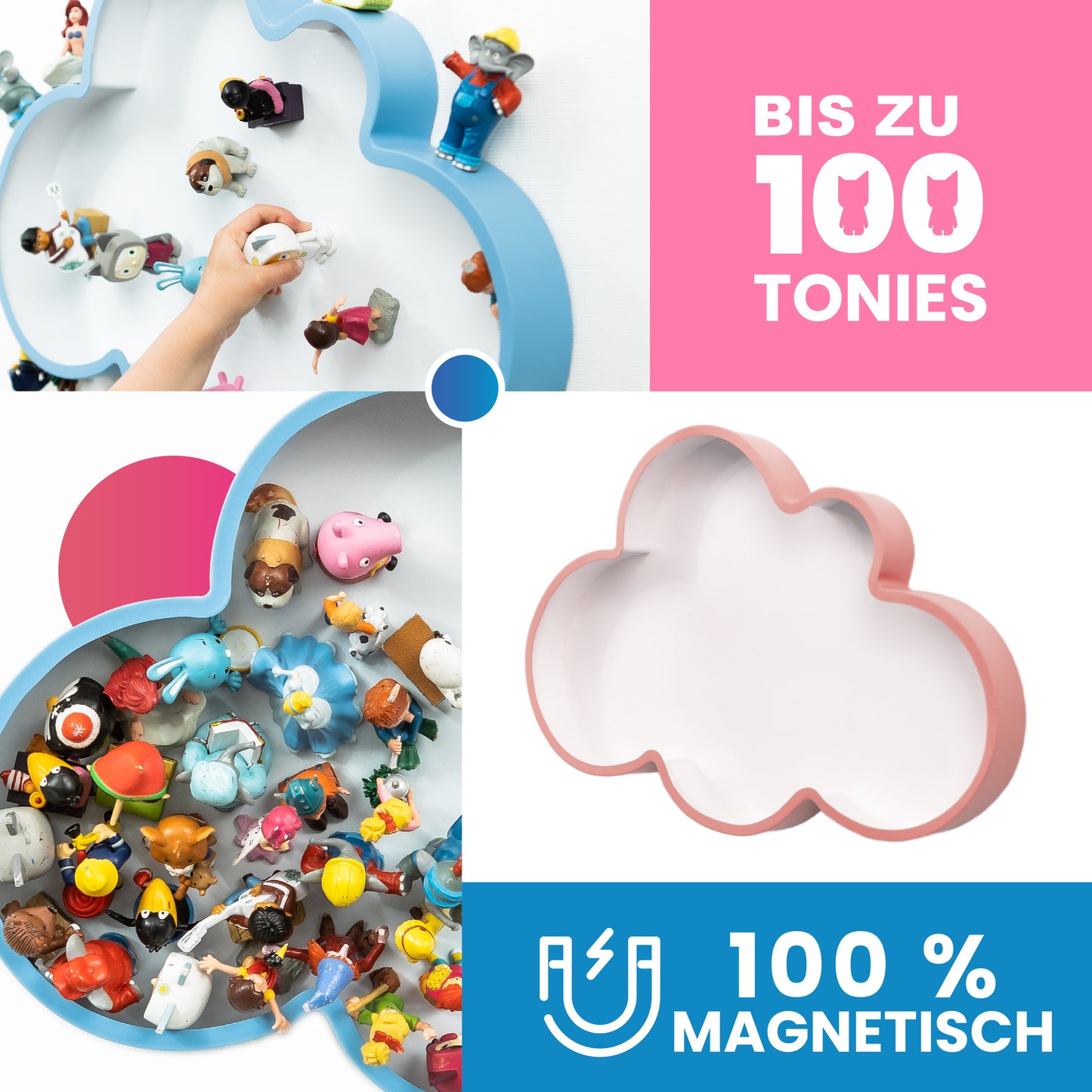 Tonieregal Wolke I Farbe: Pink/Weiß I Zuhause für bis zu 100 Tonies