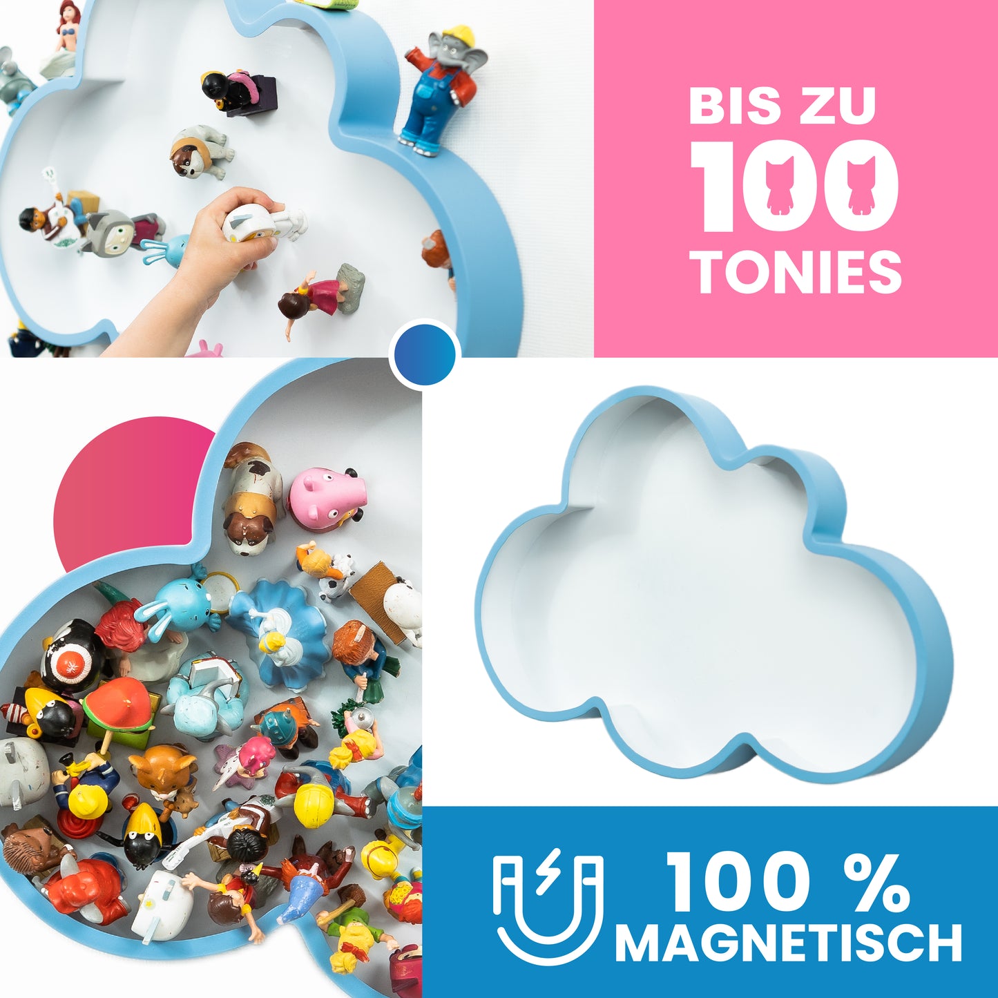 Tonieregal Wolke I Farbe: Hellblau/Weiß I Zuhause für bis zu 100 Tonies